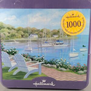 Lake 1000 Piece Puzzle Collectible Tin Adirondack Chairs Sealed Hallmark Hasbro